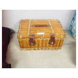 wicker picnic basket w/ set dishes