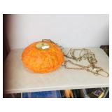 retro orange spun glass hanging lamp
