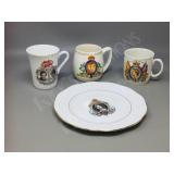 4pcs Royal Family china- 1 plate, 3 cups