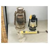 2 barn lanterns & bug sprayer