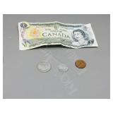 1967 Canada, quarter,dime, penny-73' dollar