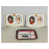 2-Lady Di serving trays + Coke tray
