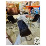 vintage brass & glass table & 4 chairs