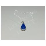Lapis Lazuli & silver pendant/ chain