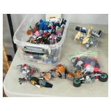 tub of Lego, robots, Heros