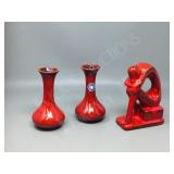 3 pcs vintage Red Blue Mountain Pottery pcs .