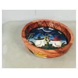 hand crafted wood bowl/ hand painted