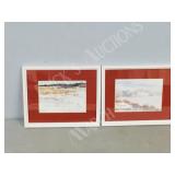 pair framed watercolors- G.Morie  9 x 11"