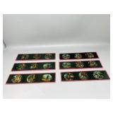 6 painted antique glass slides
