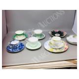 flat- assorted china- 5 cups/ saucers + more