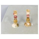 2 alabaster candle sticks - 6" h