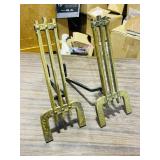 pair of cast brass fire dogs-