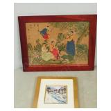 2- framed prints, 1 Asian theme