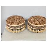 pair of fabric footstools 14" wide 8.5" tall
