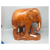 wood carved elephant  12" tall