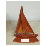 wood crafted sailboat  12" tall