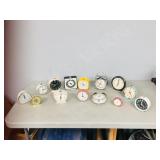 collection of vintage alarm clocks -