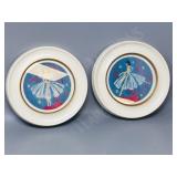 2 round framed Ballerina petit points