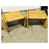 2 vintage oak side tables -