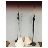 pair- metal floor lamps w/ shades