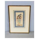 Painted bone tile - 16" x 11" -