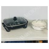 electric skillet w/ cover & The Rock fry pan