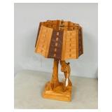 "Caron" wood carved lamp- 22" tall  Gaspe,Que