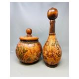 leather covered containers & match collection