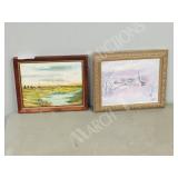 2 framed originals, signed   9.5" x 11.5"