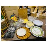 box of various dishes & glass ware