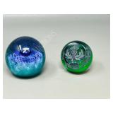 pair of Caithness glass ornaments -Scotland-signed