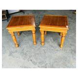 pair of wood end tables