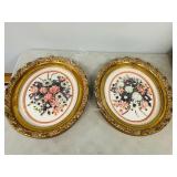 2 semi precious stone pictures - oval frames 17"