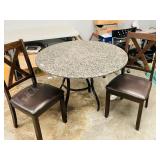 42" round marble table w/ 2 wood chairs