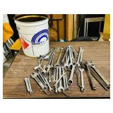 Pail of various wrenches