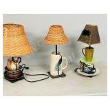 3 custom made table lamps w/ shades