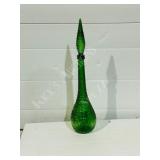 22" tall Empoli glass decanter - green color