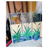 3 antique stain glass windows - damaged