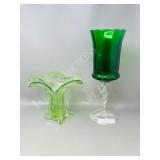 2 pcs vintage glass - 6" & 12" h