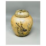 7" tall brass & enameled ginger jar