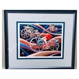 framed art "Bicycles" signed - 14 x 16"