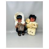 2 dolls in fur clothing - 12"