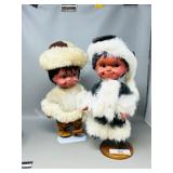 2 dolls in fur clothing - 14"