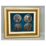 framed USA President medallions 13" x 14.5"