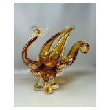 vintage art glass bird bowl - 13 x 12