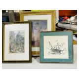 3 vintage framed prints