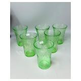 6 uranium glass juice glasses