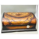 wood humidor w/ leather map - Cuba