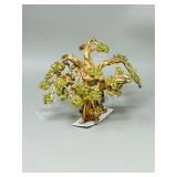 4" tall brass tree with green stone leaves