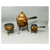 Antique brass & pewter  lined coffee set